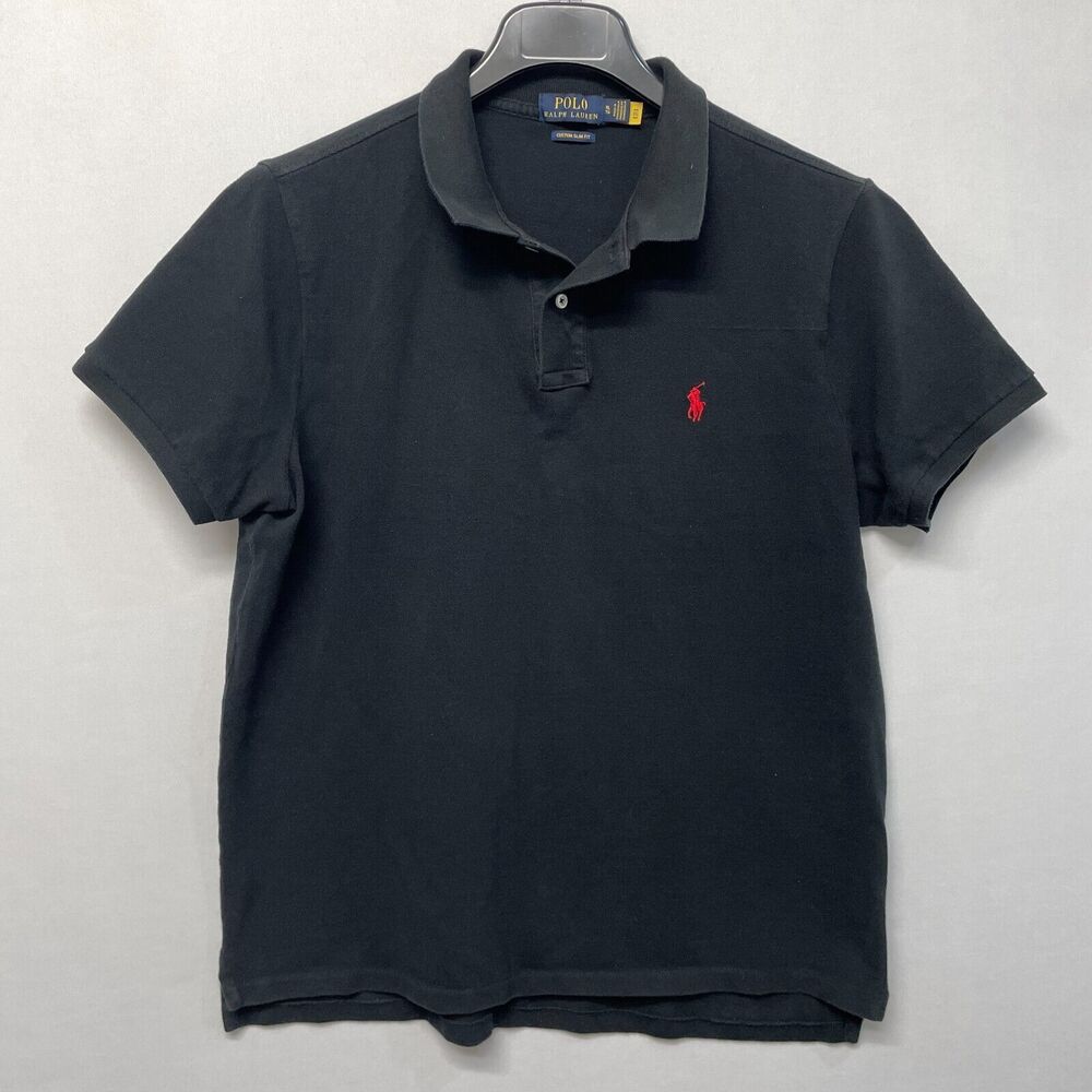 Polo Ralph Lauren Men Polo Shirt Top XL X-Large Custom Slim Fit Black M281 -18